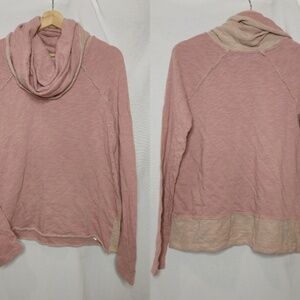 Free People One free-est Cowl Neck Long Sleeve Sweater Pullover XS S Pink Cotton
